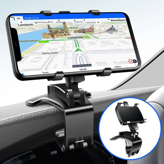 Car Phone Holder with Adjustable Mount for Dashboard & Windshield - Universal Fit for Smartphones and GPS Devices