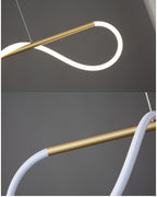 LED Linear Brass Chandelier | Dimmable. Damp Rated & Adjustable Height for Dining Room and Living Spaces