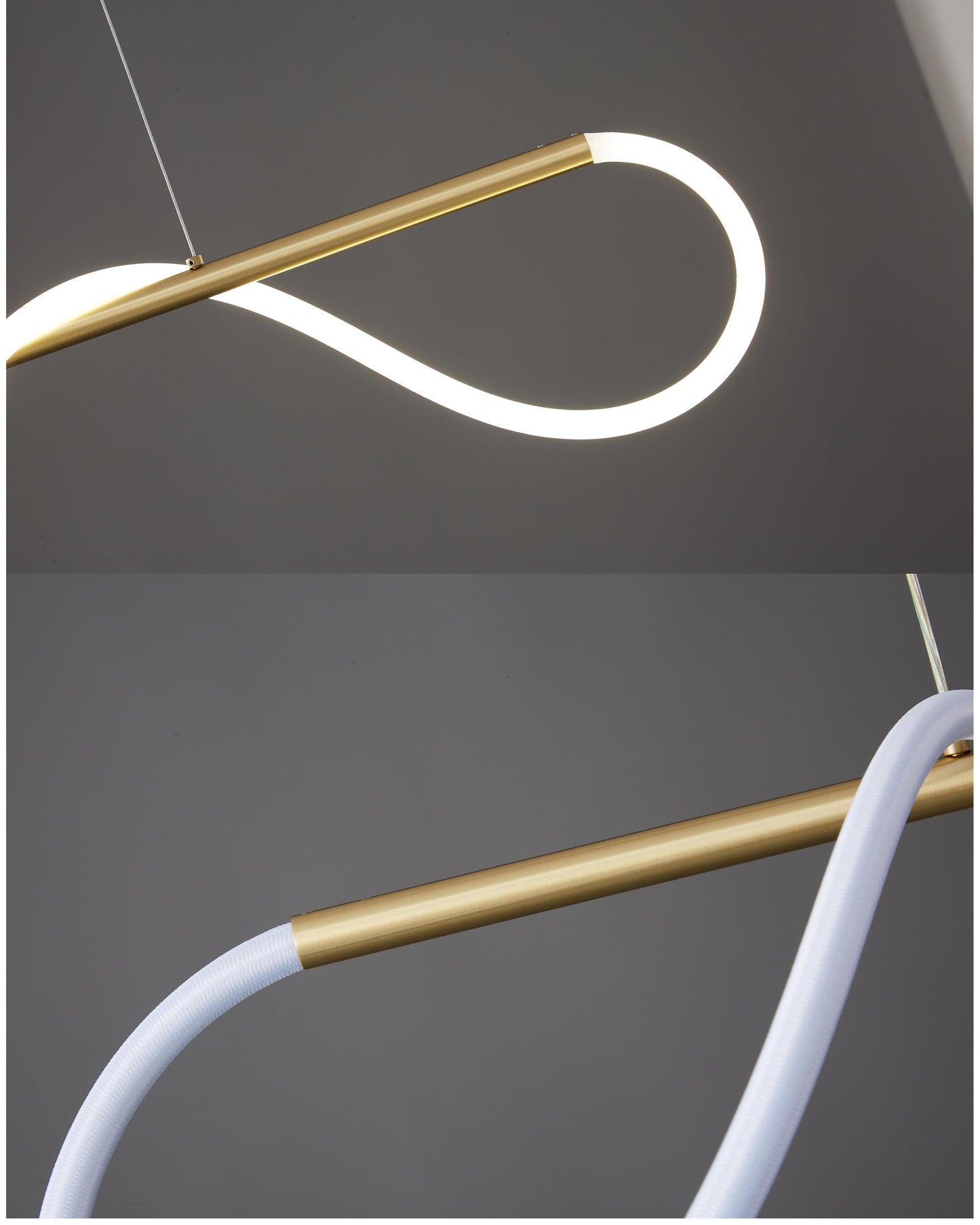 LED Linear Brass Chandelier | Dimmable. Damp Rated & Adjustable Height for Dining Room and Living Spaces