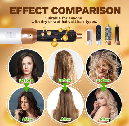 5-in-1 Hair Styler | Auto Curler, Blow Dryer & Flat Brush for All Hair Types at Home