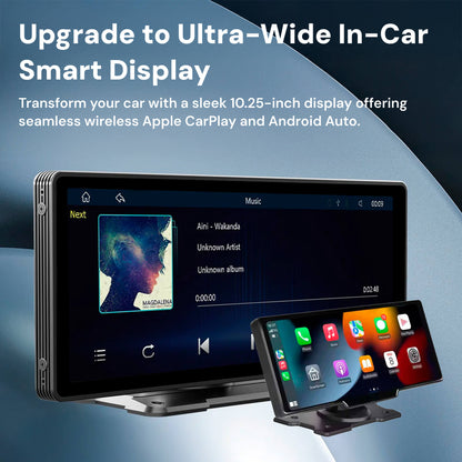 10.25” Wireless CarPlay & Android Auto Display | Ultra-Wide HD Screen for Easy Navigation & Hands-Free Calls in Your Car