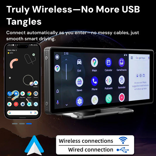 10.25” Wireless CarPlay & Android Auto Display | Ultra-Wide HD Screen for Easy Navigation & Hands-Free Calls in Your Car