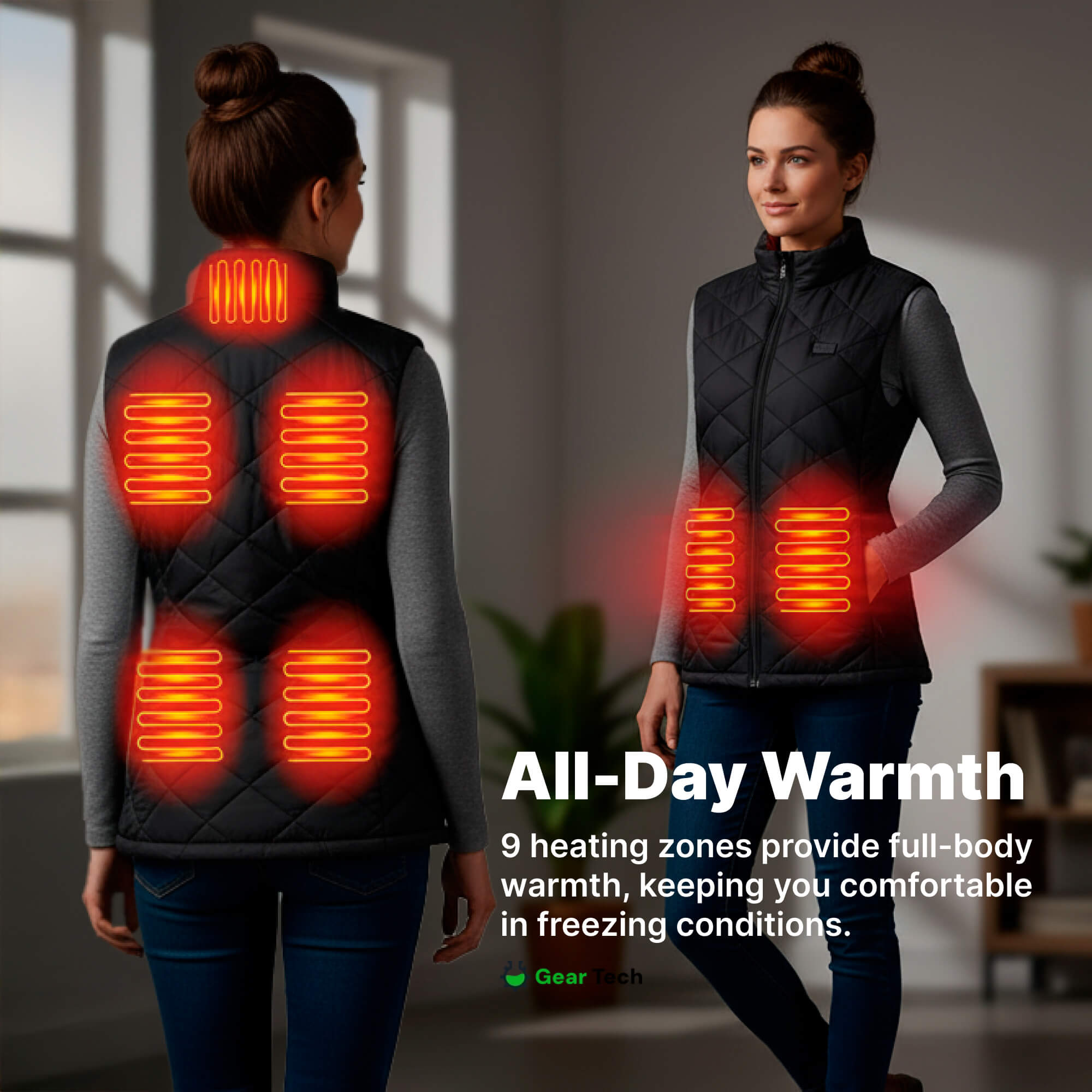 Women's Heated Gilet | 9 Heating Zones, Customisable Heat Settings & Lightweight Design for Cold Weather Activities