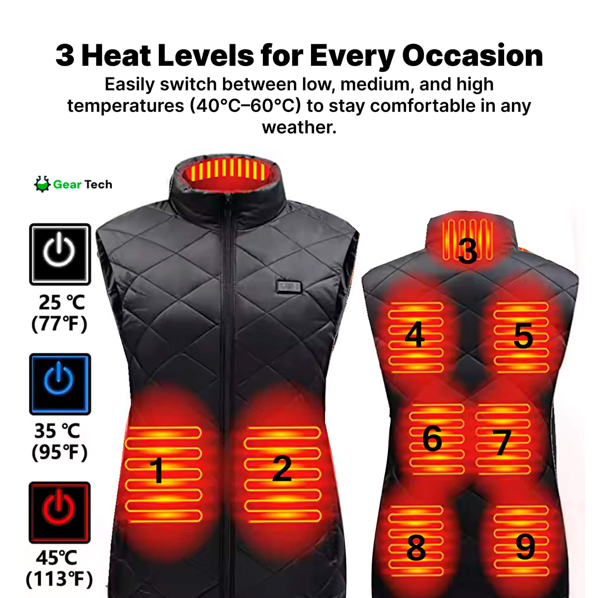 Women's Heated Waistcoat | 9 Heating Zones, Customisable Heat Settings & Lightweight for Cold Weather Activities