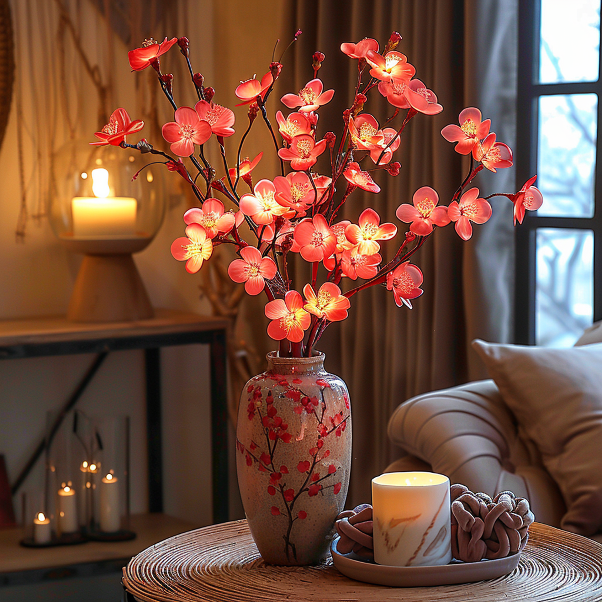 LED Fairy Light Olive Branch Decor - Battery Operated String Lights for Home, Wedding, and Party Decorations