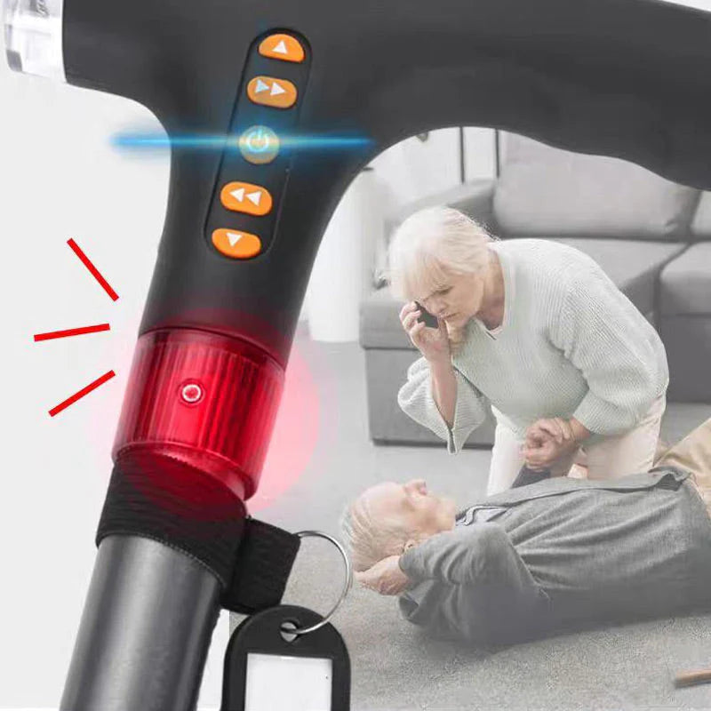 Walker Stick for Elderly – Smart Walking Cane with LED Light & SOS Alarm