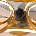 LED Flush Mount Ceiling Fan Light with Remote Control - Modern Flower Design for Living Room & Bedroom Lighting