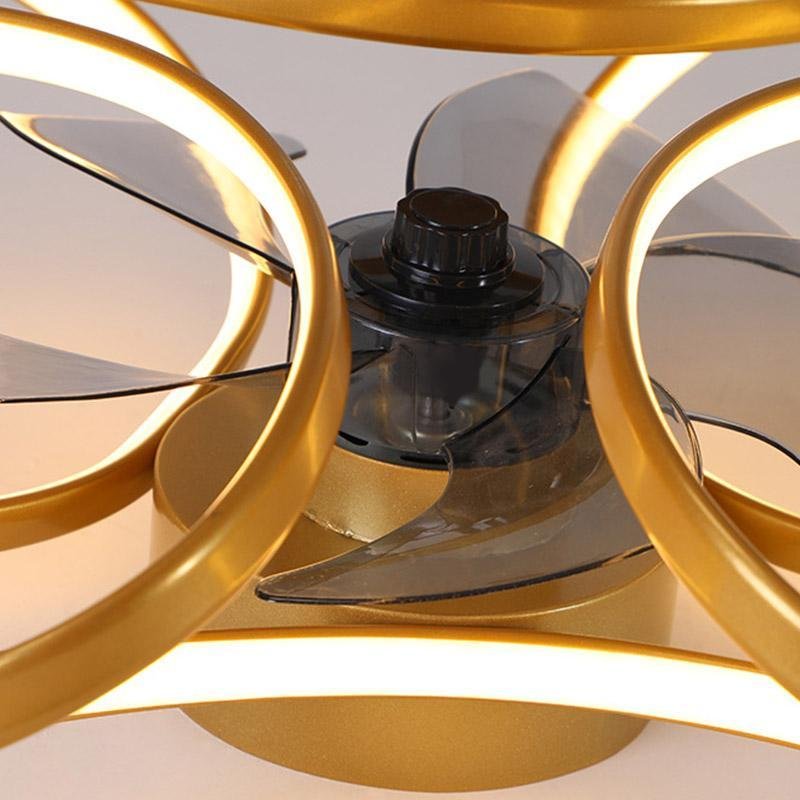 LED Flush Mount Ceiling Fan Light with Remote Control - Modern Flower Design for Living Room & Bedroom Lighting