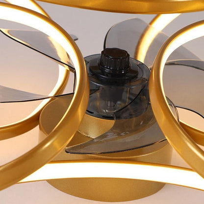 LED Flush Mount Ceiling Fan Light with Remote Control - Modern Flower Design for Living Room & Bedroom Lighting