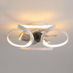 LED Flush Mount Ceiling Fan Light with Remote Control - Modern Flower Design for Living Room & Bedroom Lighting