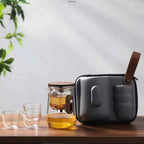 Travel Glass Tea Set with Cups | Compact Teapot With Infuser, Lightweight with Advanced Filtration for Camping & Outdoor Adventures