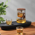 Travel Glass Tea Set with Cups | Compact Teapot With Infuser, Lightweight with Advanced Filtration for Camping & Outdoor Adventures