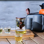 Travel Glass Tea Set with Cups | Compact Teapot With Infuser, Lightweight with Advanced Filtration for Camping & Outdoor Adventures