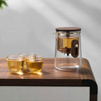 Travel Glass Tea Set with Cups | Compact Teapot With Infuser, Lightweight with Advanced Filtration for Camping & Outdoor Adventures