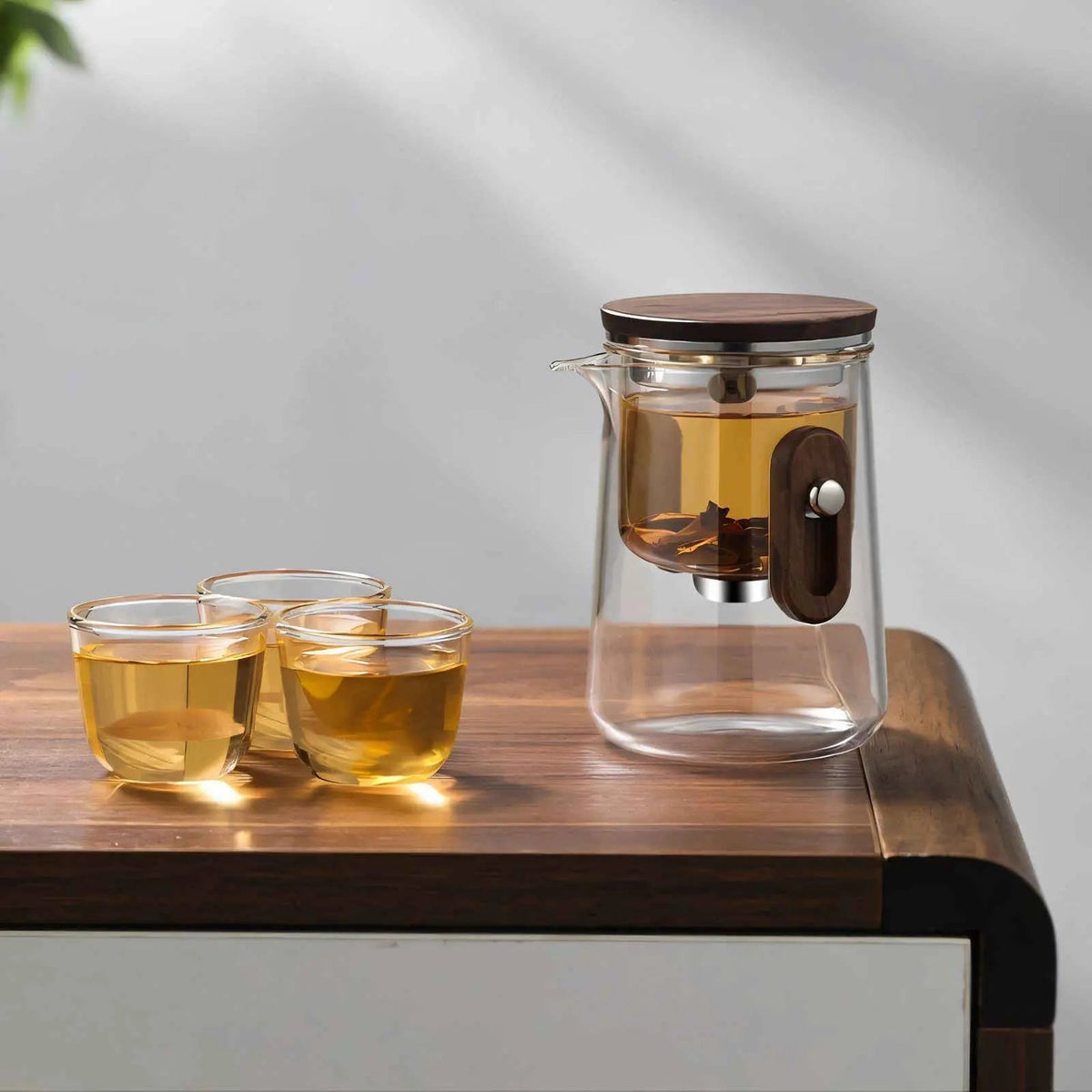 Travel Glass Tea Set with Cups | Compact Teapot With Infuser, Lightweight with Advanced Filtration for Camping & Outdoor Adventures