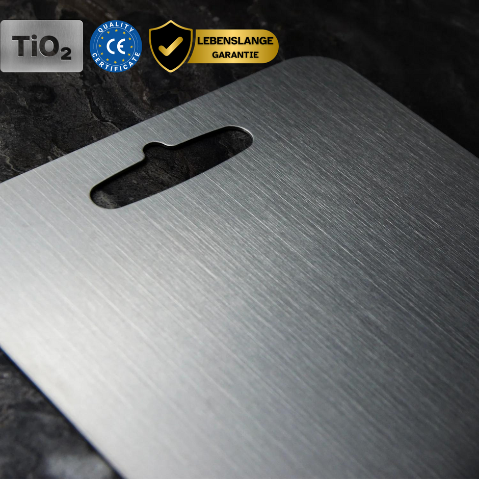 Medical Grade Titanium Cutting Board | Durable, Non-porous Surface for Safe Food Preparation & Kitchen Use
