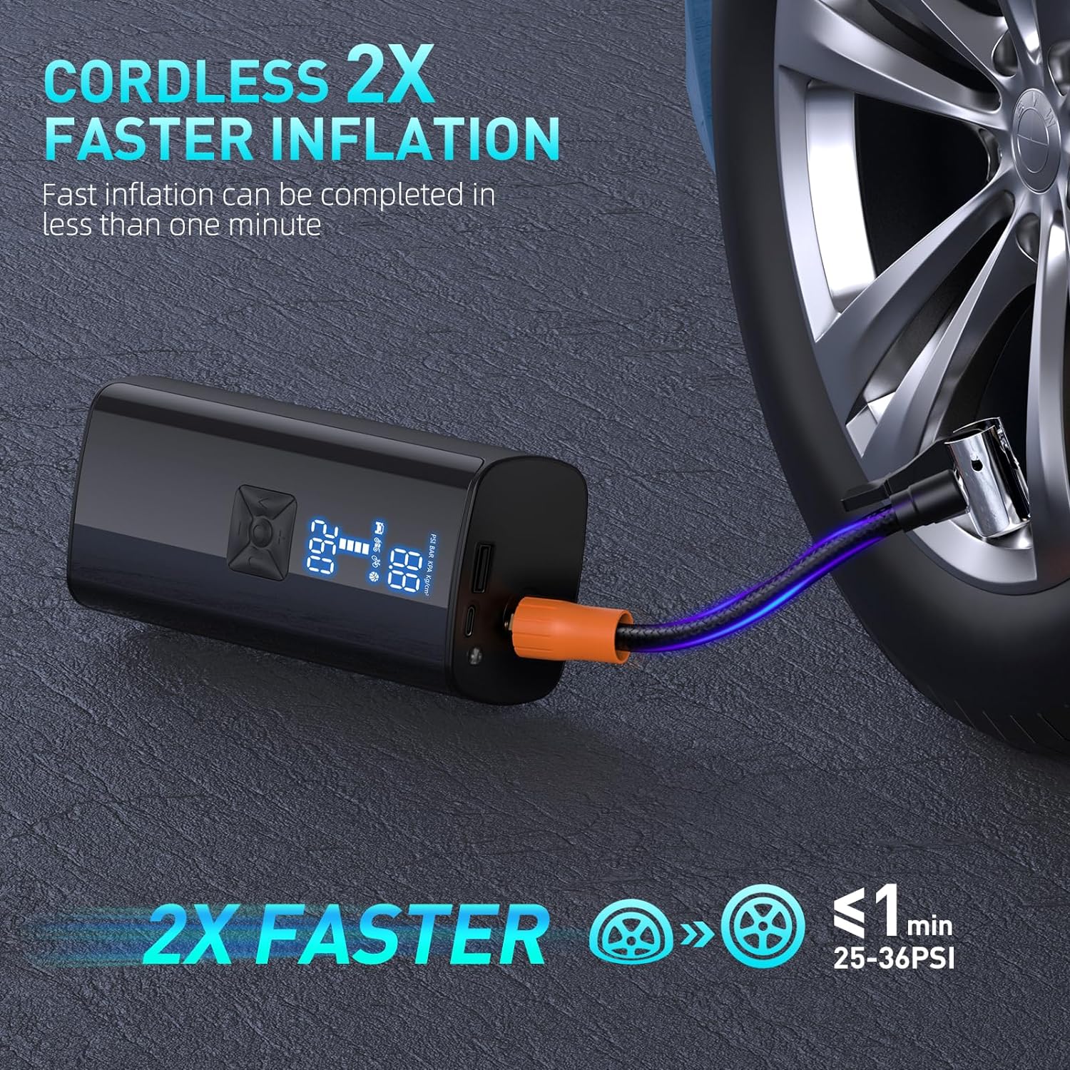 LumenPump Air Compressor – Cordless Tyre Pump for Quick & Efficient Car Tyre Inflation Anywhere
