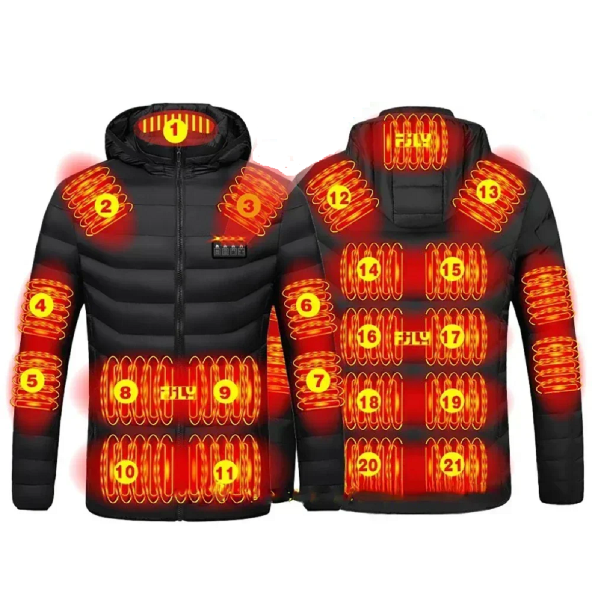 Unisex Waterproof Electric Heated Jacket | 21 Heating Zones, Lightweight & Ideal for Outdoor Activities in Cold Weather