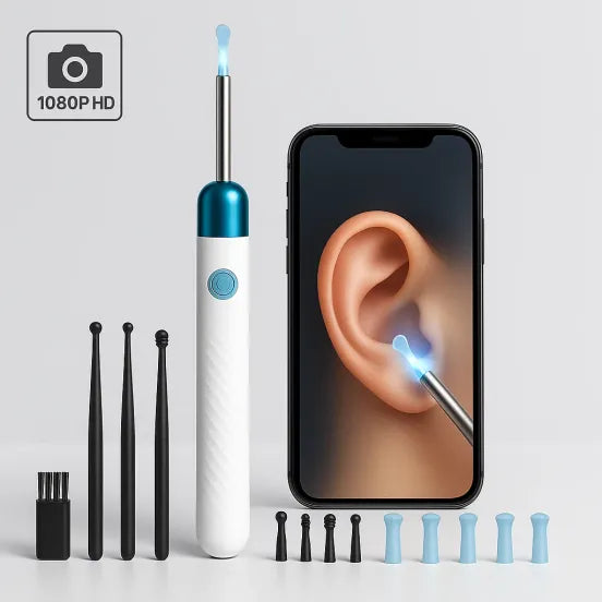 Ear Wax Removal Tool | 1080P HD Camera, LED Lights & Adjustable Scoops for Safe Ear Hygiene at Home