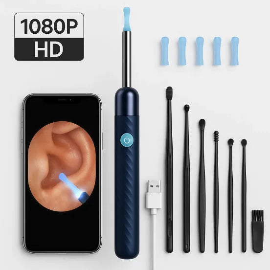 Ear Wax Removal Tool | 1080P HD Camera, LED Lights & Adjustable Scoops for Safe Ear Hygiene at Home