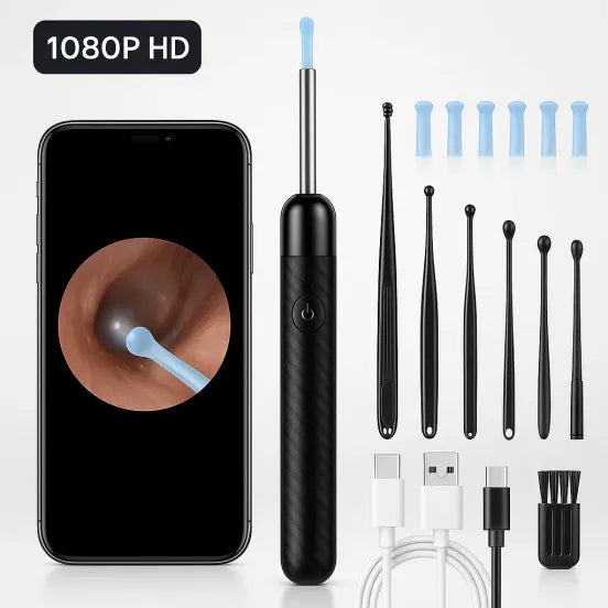 Ear Wax Removal Tool | 1080P HD Camera, LED Lights & Adjustable Scoops for Safe Ear Hygiene at Home