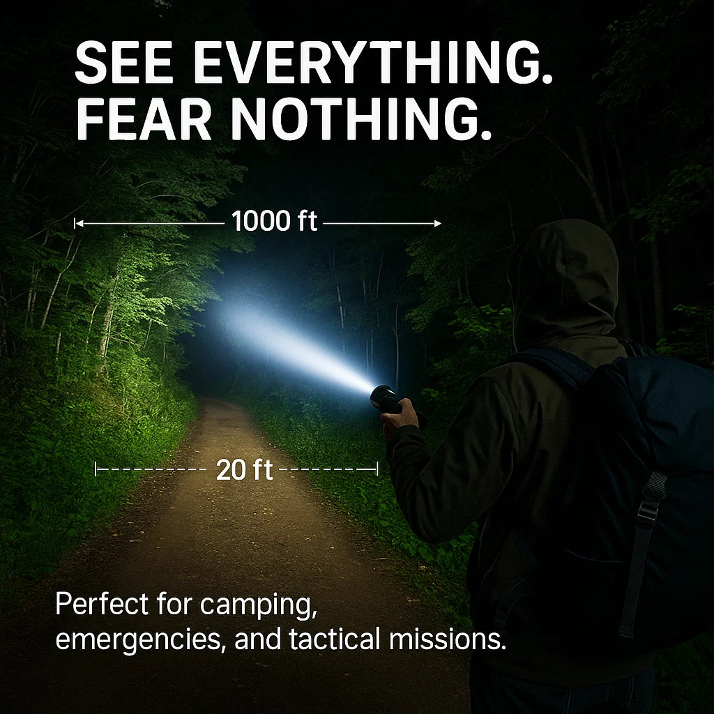 100000 Lumen Tactical Flashlight | World's Brightest High-Powered Torch