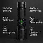 100000 Lumen Tactical Flashlight | World's Brightest High-Powered Torch