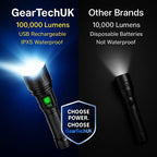 100000 Lumen Tactical Flashlight | World's Brightest High-Powered Torch