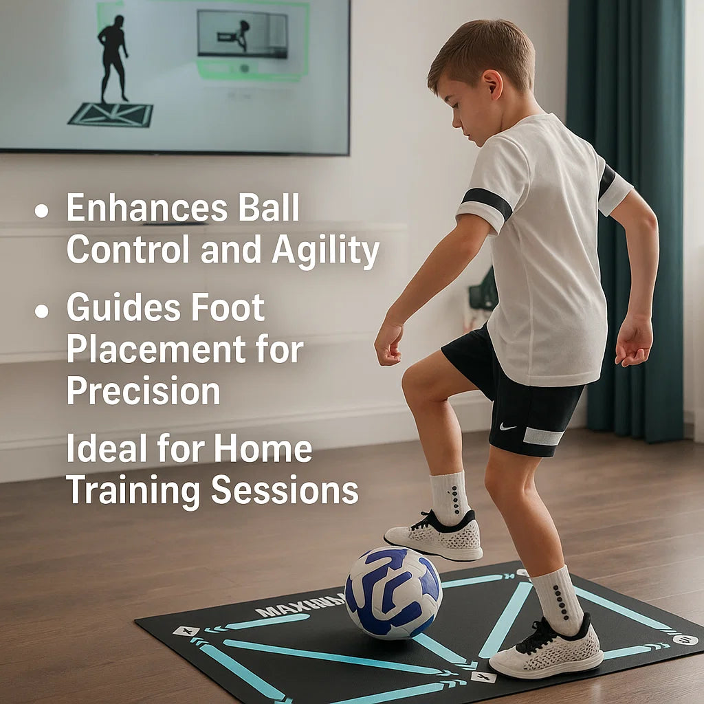 Football Pro Training Mat | Anti-Slip, 2x2m Space & Video Program for Skill Enhancement and Home Training