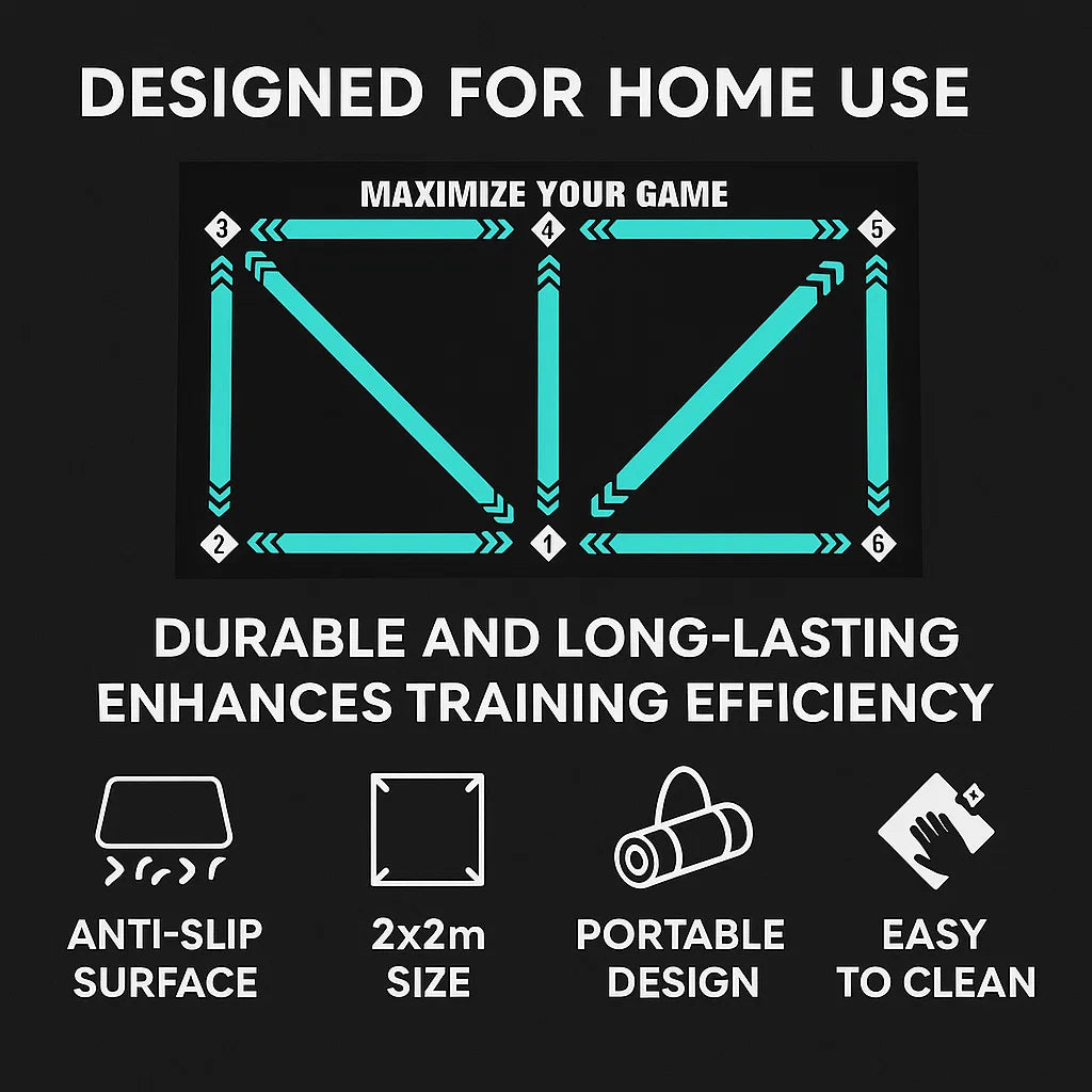 Football Pro Training Mat | Anti-Slip, 2x2m Space & Video Program for Skill Enhancement and Home Training