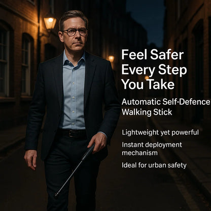 Automatic Self-Defense Walking Stick | Lightweight, Anti-Slip Grip & Compact for Hiking and Urban Safety
