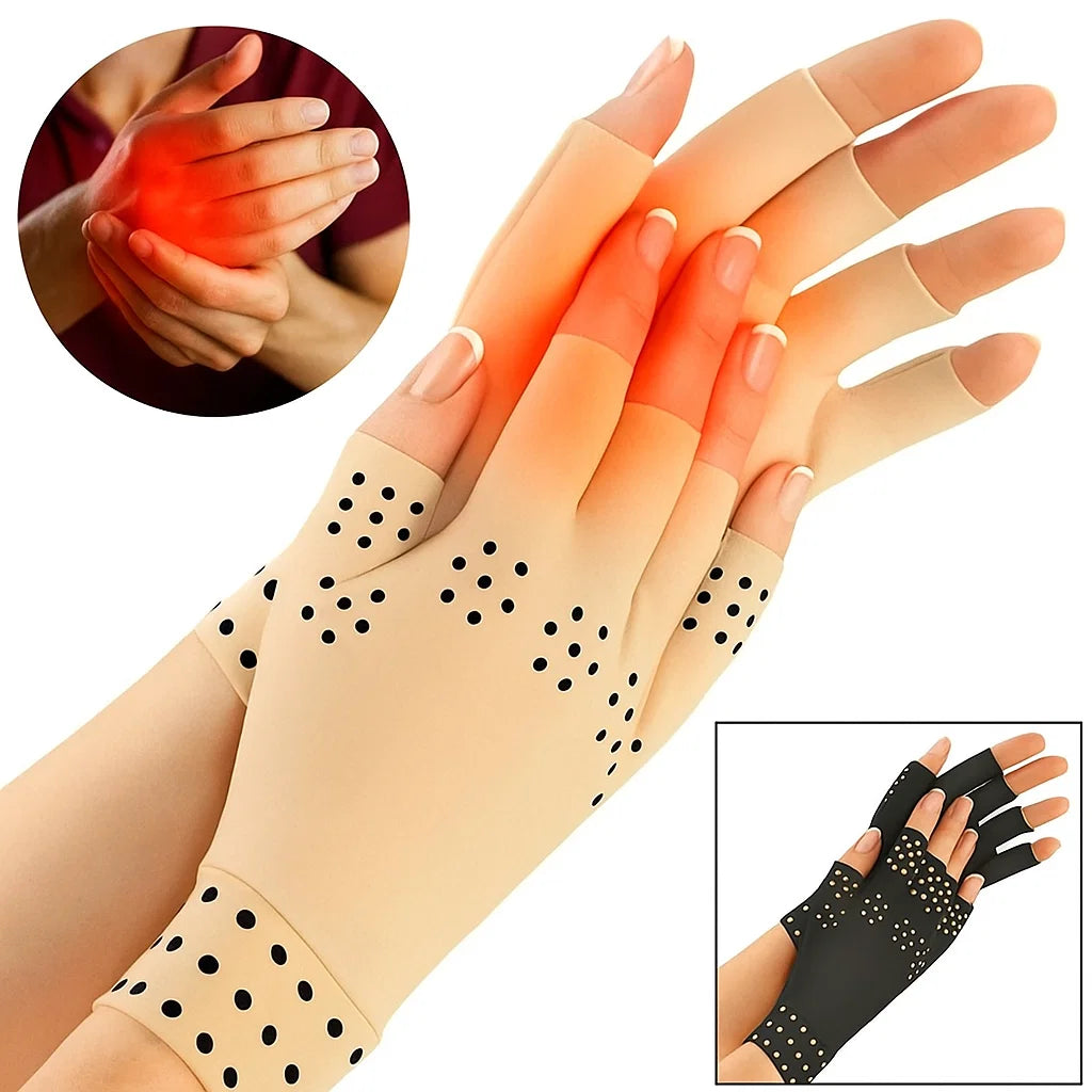 Fingerless Gloves for Arthritis & Pain Relief - Magnetic Compression for Improved Circulation and Reduced Swelling