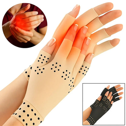 Fingerless Gloves for Arthritis & Pain Relief - Magnetic Compression for Improved Circulation and Reduced Swelling