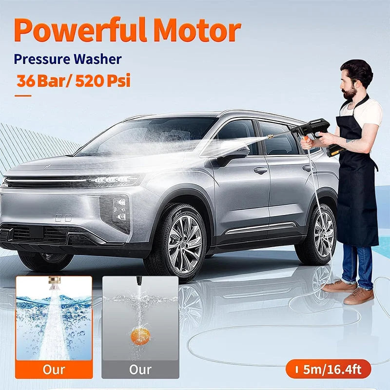 Hand Held Pressure Cleaner - Cordless Power Washer Kit with 6 Spray Modes, 300W Motor, Portable Pressure Cleaner for Car, Patio, Garden