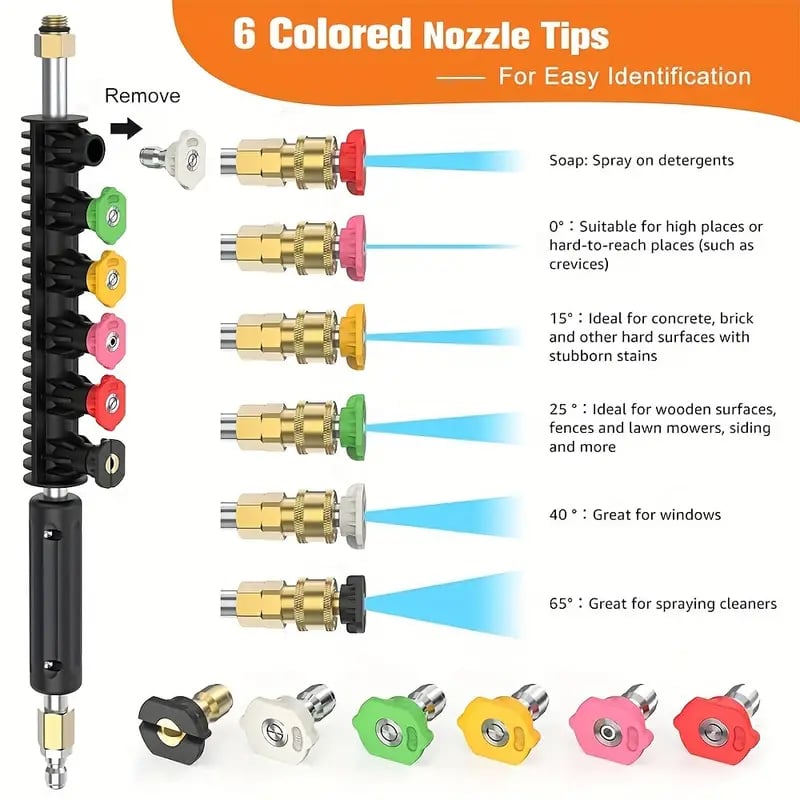 Telescoping High Pressure Washer Wand Set | 4000 PSI, 7 Nozzle Tips & Ideal for Gutter, Roof, and Hard-to-Reach Cleaning
