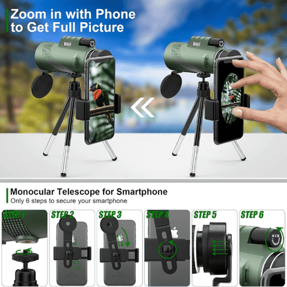 Compact 600x Ultra-Zoom Monocular | HD Lens, Lightweight & Perfect for Hiking, Birdwatching, and Sports Events