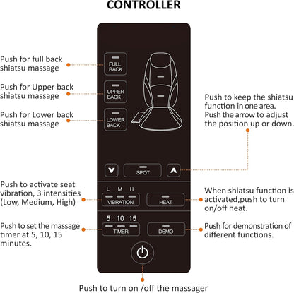 Shiatsu Back Massager with Heat | Ergonomic, Portable & Ideal for Home or Office Relaxation