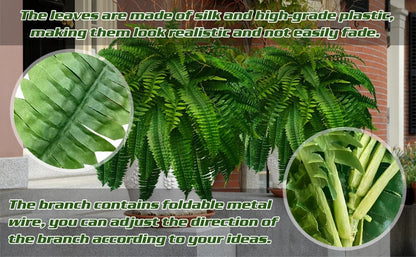 UV Resistant Artificial Boston Fern | Lifelike, Waterproof & Maintenance-Free for Outdoor Décor
