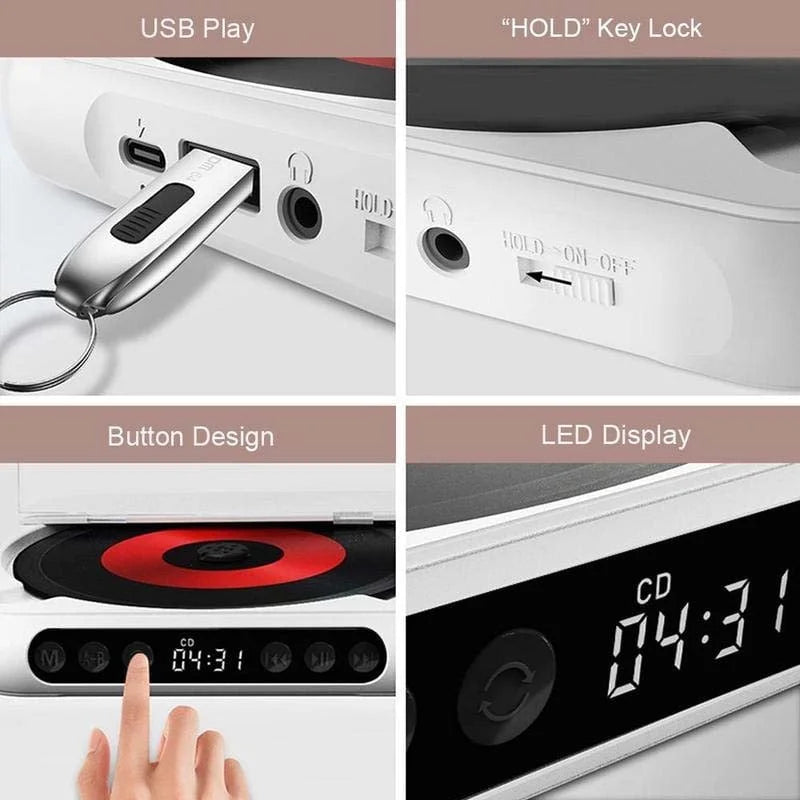 Mini CD Player Retro Look - Portable & Bluetooth