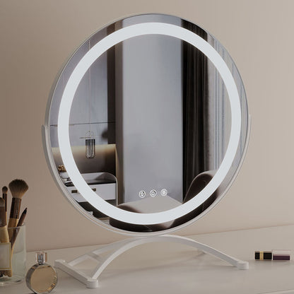 Dimmable LED Makeup Mirror | 360° Rotation. Touch Control & 3 Light Modes for Perfect Makeup Application
