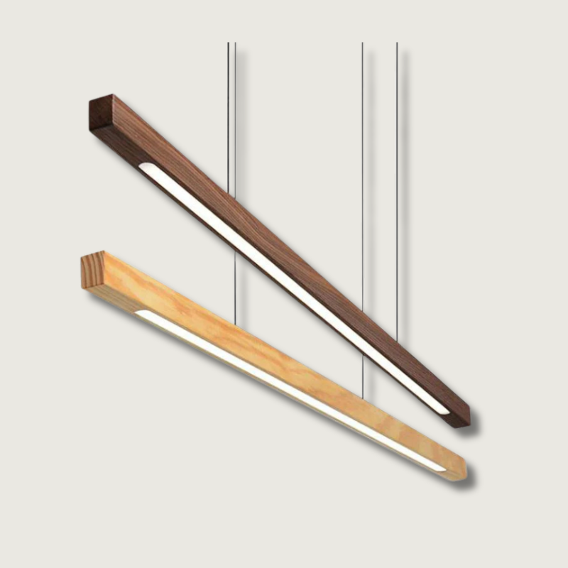 LED Wooden Pendant Light | Contemporary kitchen Lighting Adjustable Height, Integrated LED & Ideal for Low or High Ceilings