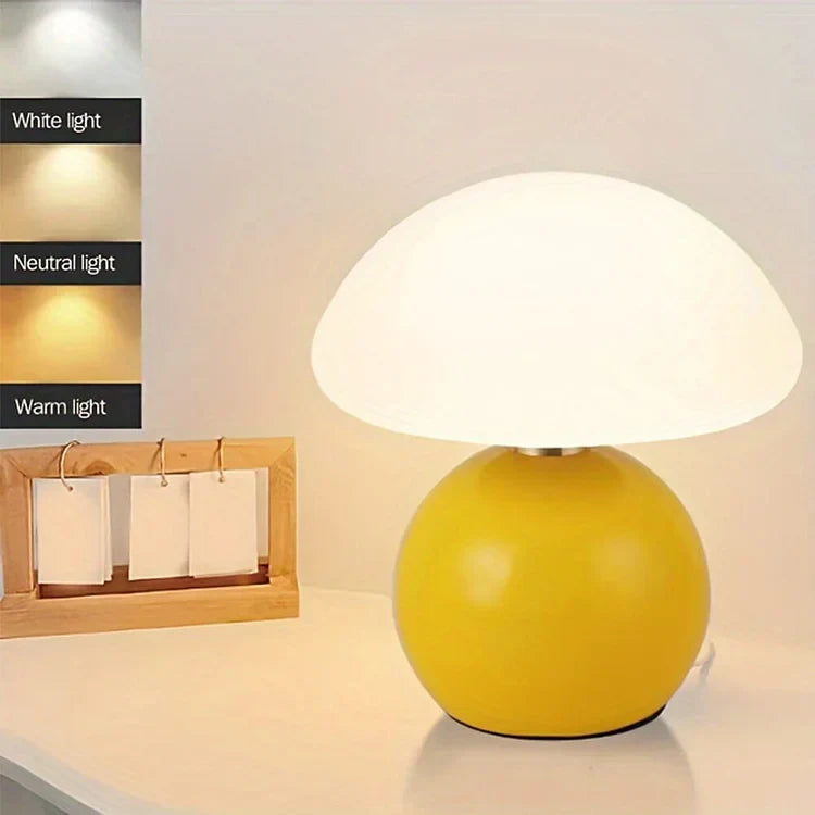 French Cream Mushroom Table Lamp - Vintage Style Lighting for Home Decor & Living Room
