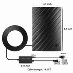 4K Indoor TV Aerial | 600-Mile Range, Easy Plug & Play Installation for Unlimited Free HD Channels