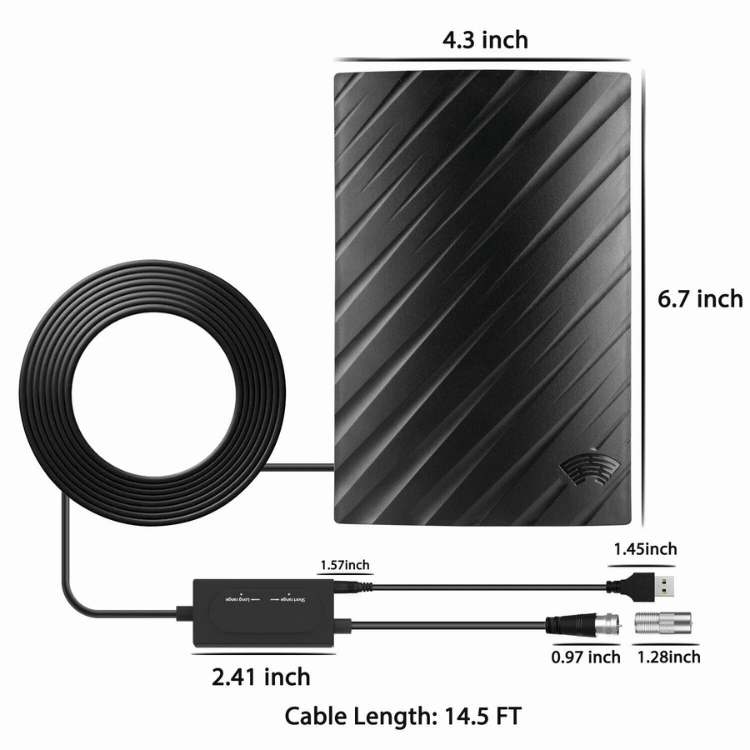 4K Indoor TV Aerial | 600-Mile Range, Easy Plug & Play Installation for Unlimited Free HD Channels