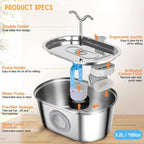 Pet Water Fountain | Silent Operation, Durable Stainless Steel & Ideal for Cats and Dogs