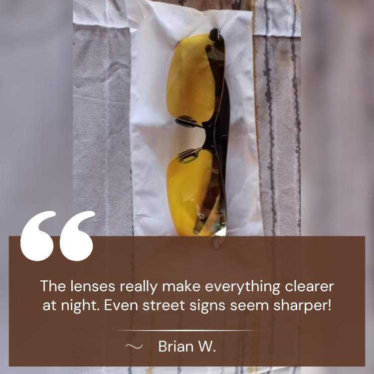 Night Driving Glasses | Yellow Lenses to Reduce Glare & Eye Strain for Safer Night Rides
