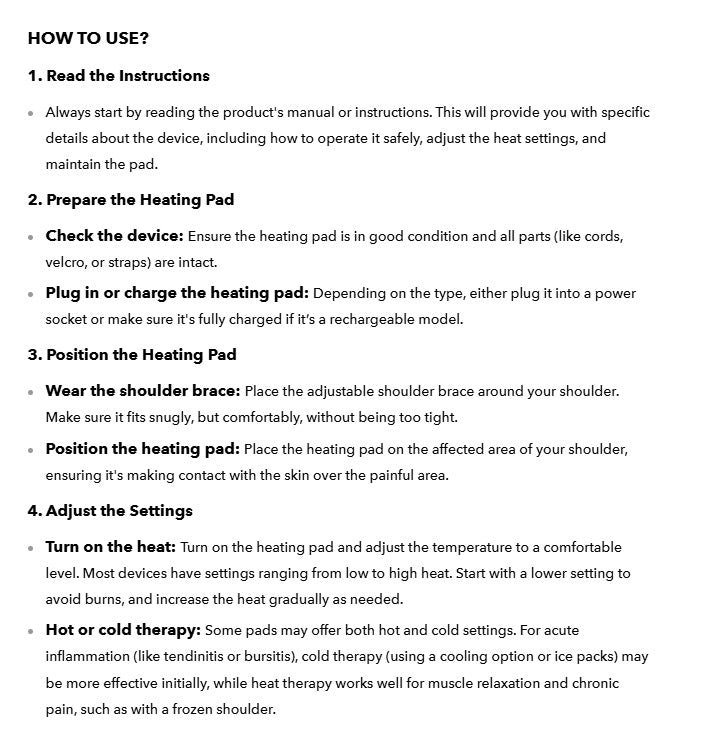 Heat Therapy Shoulder Brace | Adjustable Support & USB Heating Pad for Pain Relief and Stiffness Relief