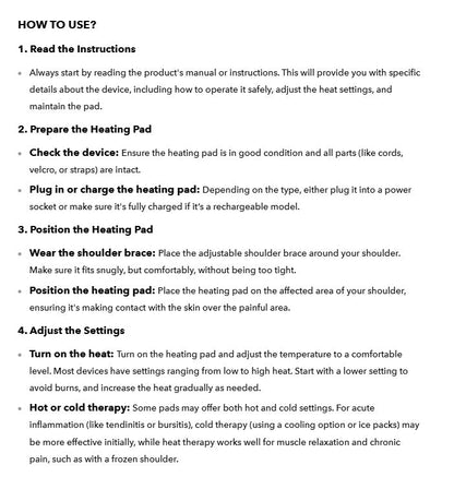 Heat Therapy Shoulder Brace | Adjustable Support & USB Heating Pad for Pain Relief and Stiffness Relief