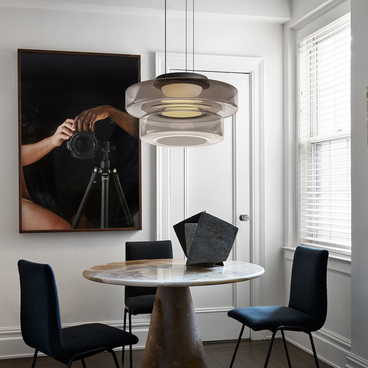 Bauhaus Style Glass Pendant Light Fixture for Kitchen Island & Dining Room
