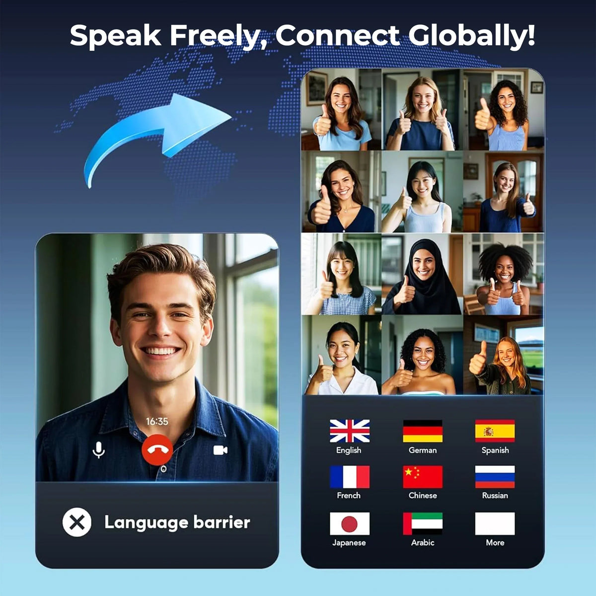 AI Translator Earbuds – 144-Language Real-Time Translation Earbuds with Bluetooth